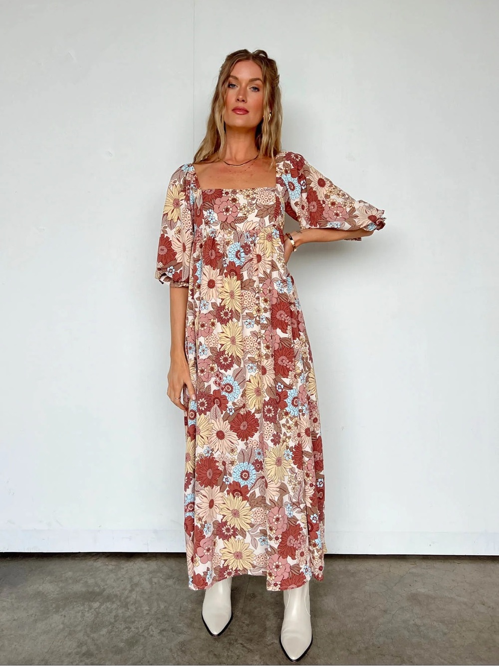 Vestique Puff Sleeve Maxi Dress